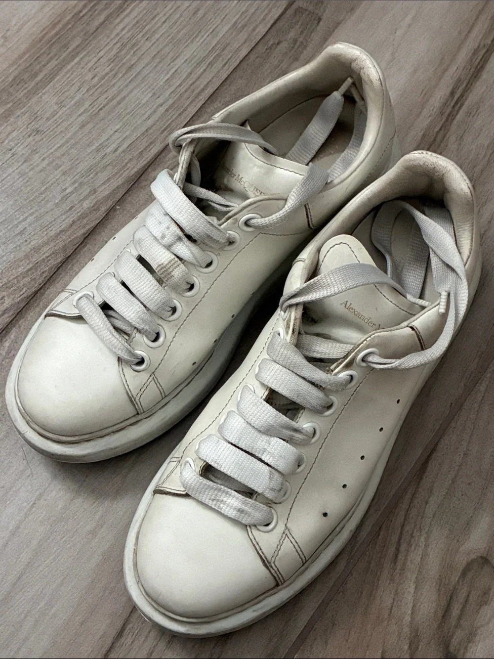 Alexander McQueen White Leather Platform Sneakers